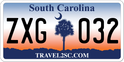 SC license plate ZXG032