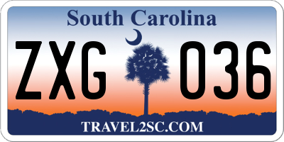SC license plate ZXG036