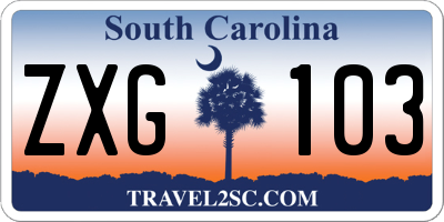 SC license plate ZXG103