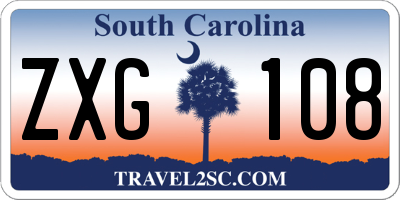SC license plate ZXG108