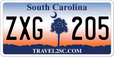 SC license plate ZXG205
