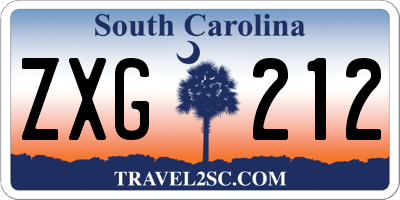 SC license plate ZXG212