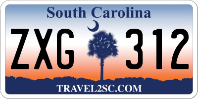 SC license plate ZXG312