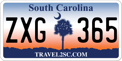 SC license plate ZXG365