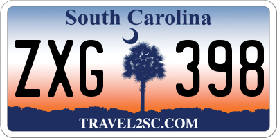 SC license plate ZXG398