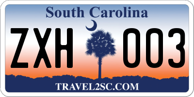 SC license plate ZXH003