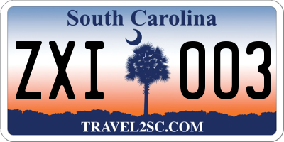 SC license plate ZXI003