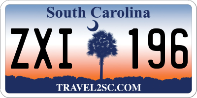 SC license plate ZXI196