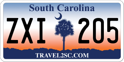 SC license plate ZXI205
