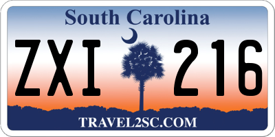 SC license plate ZXI216
