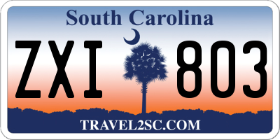 SC license plate ZXI803