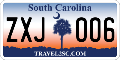 SC license plate ZXJ006