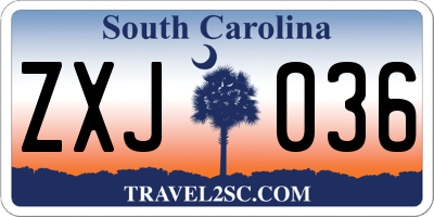 SC license plate ZXJ036