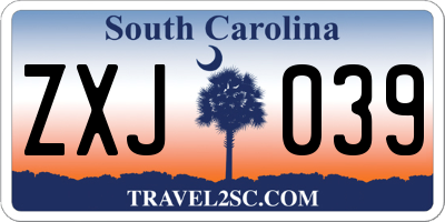 SC license plate ZXJ039