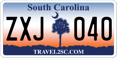 SC license plate ZXJ040