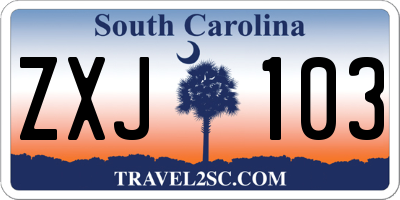 SC license plate ZXJ103