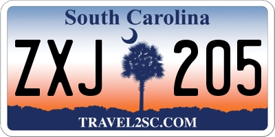 SC license plate ZXJ205