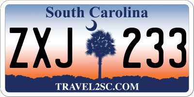 SC license plate ZXJ233