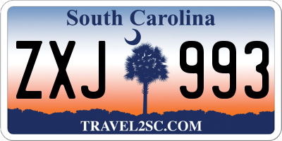 SC license plate ZXJ993