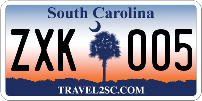 SC license plate ZXK005