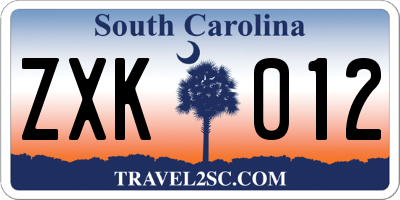 SC license plate ZXK012