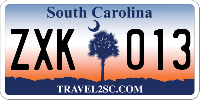 SC license plate ZXK013
