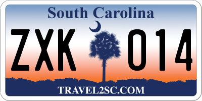 SC license plate ZXK014