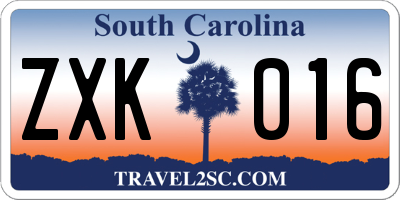 SC license plate ZXK016