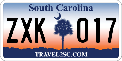 SC license plate ZXK017