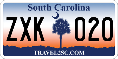 SC license plate ZXK020