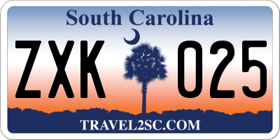 SC license plate ZXK025