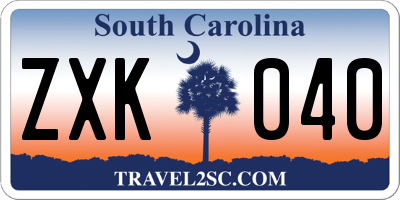 SC license plate ZXK040