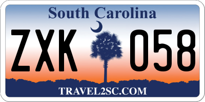 SC license plate ZXK058