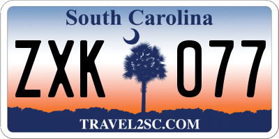 SC license plate ZXK077