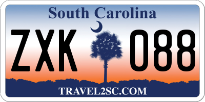 SC license plate ZXK088
