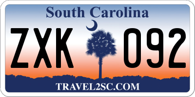 SC license plate ZXK092