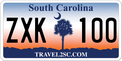 SC license plate ZXK100