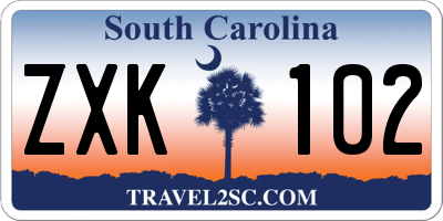 SC license plate ZXK102