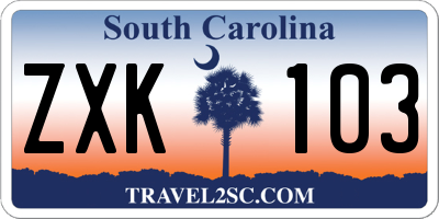 SC license plate ZXK103