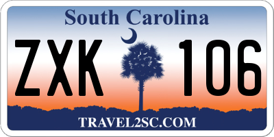 SC license plate ZXK106