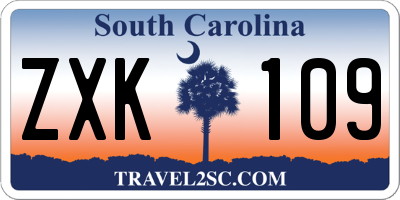 SC license plate ZXK109