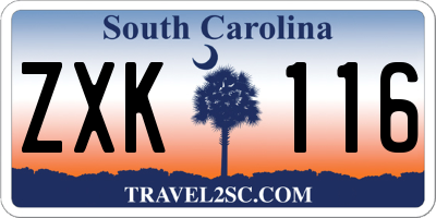 SC license plate ZXK116