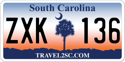 SC license plate ZXK136