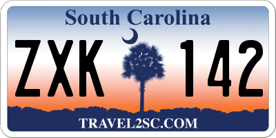 SC license plate ZXK142