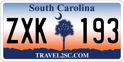 SC license plate ZXK193