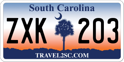 SC license plate ZXK203