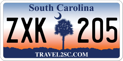 SC license plate ZXK205