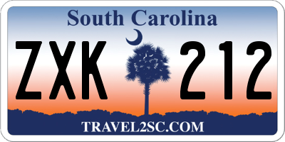 SC license plate ZXK212