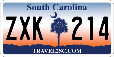 SC license plate ZXK214