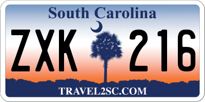 SC license plate ZXK216